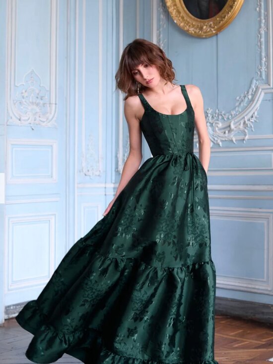 V. Chapman Dresses & Skirts - V. Chapman The Avery Dress in Emerald Baroque Floral